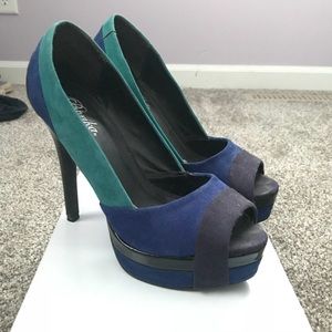 Colorful open toe heels